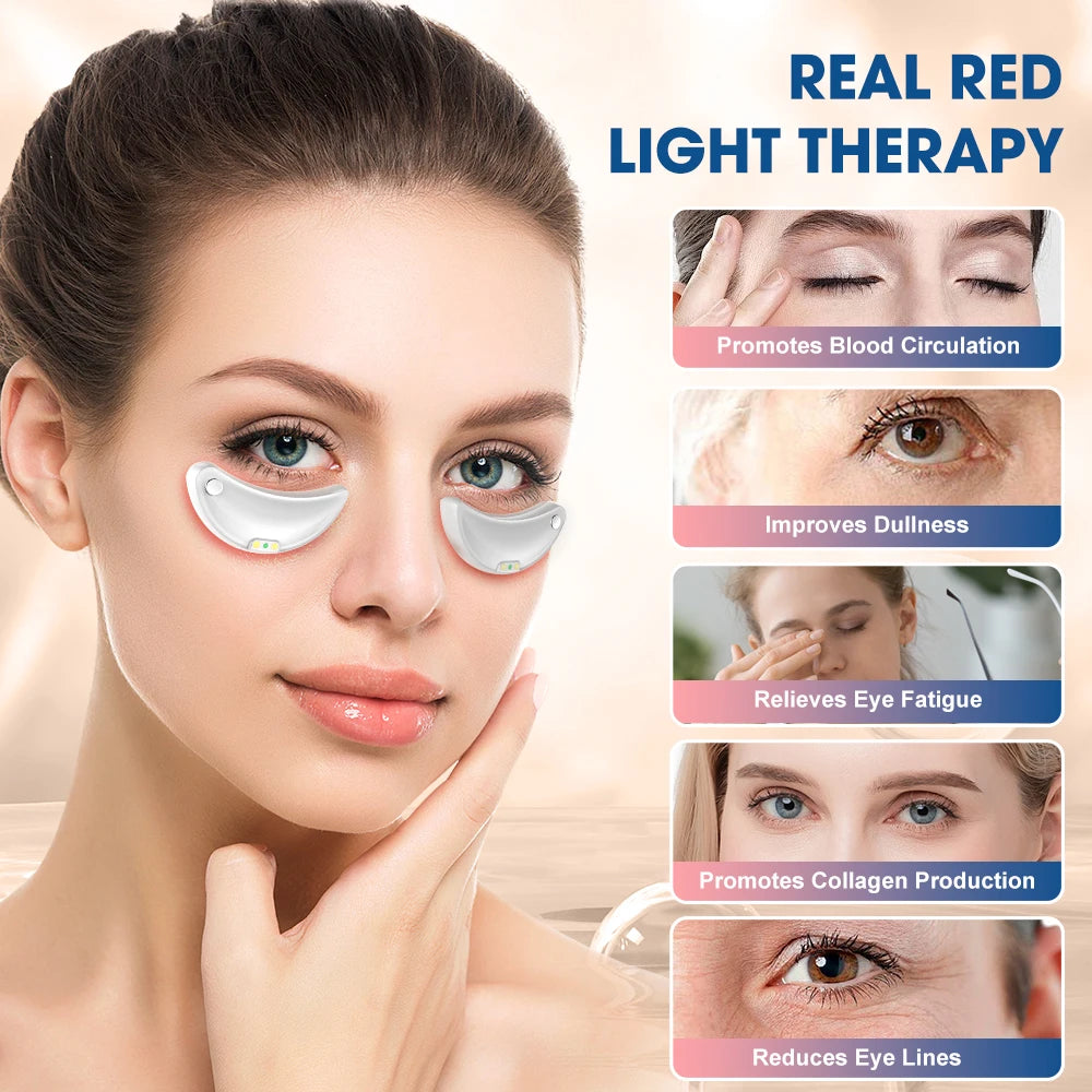 Red Light Microcurrent Eye Massager LED Under Eye Patches Eye Care Device Eye Rejuvenation Pads for Puffy Eyes and Dark Circles