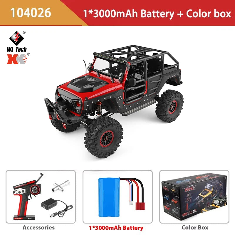 WLtoys 104026 1/10 Professional RC Car Off Road 4x4 2.4G 4WD Remote Control Cars 45 Minutes Working Time Climbing Car Adult Toy