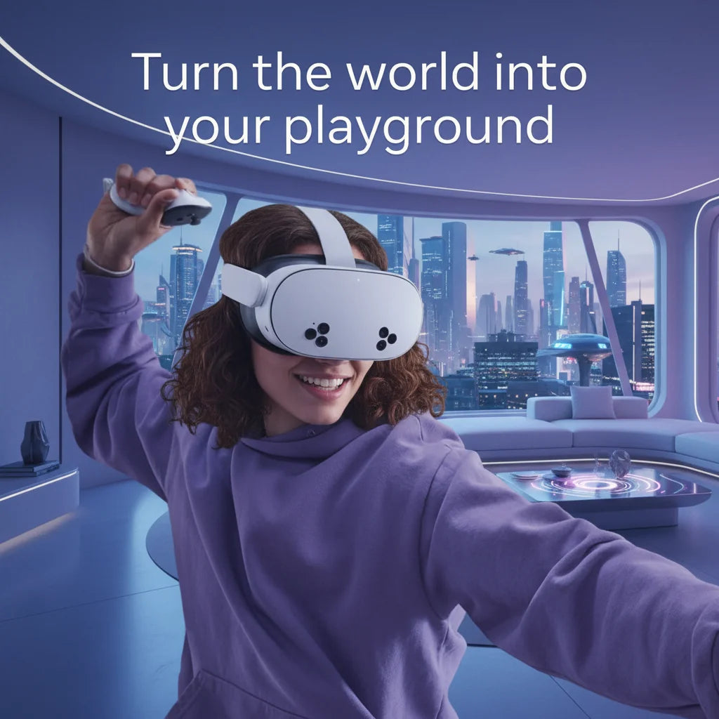 Meta Quest 3S 128GB VR/MR Headset Bundle, All-in-One, Wireless, Immersive Mixed Reality, Official Carrying Case Included