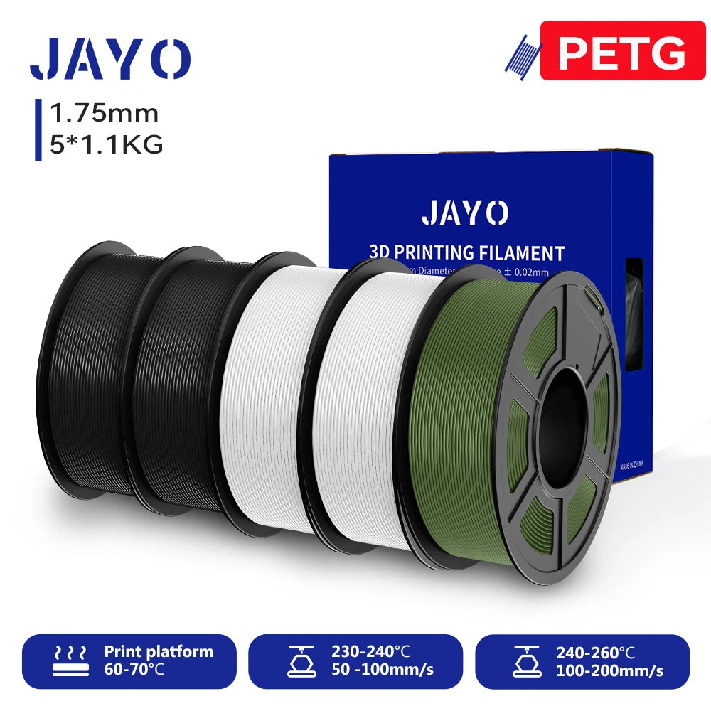 JAYO 3D PETG/PLA/PLA PLUS Printer Filament 1.75mm 5.5KG 100% No Bubble non-toxic 3D Printing Materials for 3D Printer&3D Pen