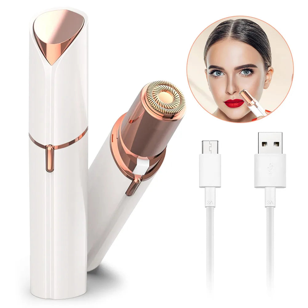 Face Shaver and Eyebrow Trimmer Rechargeable Lips Body Facial Hair Remover Women Electric Portable Waterproof 3D-Floating Blade