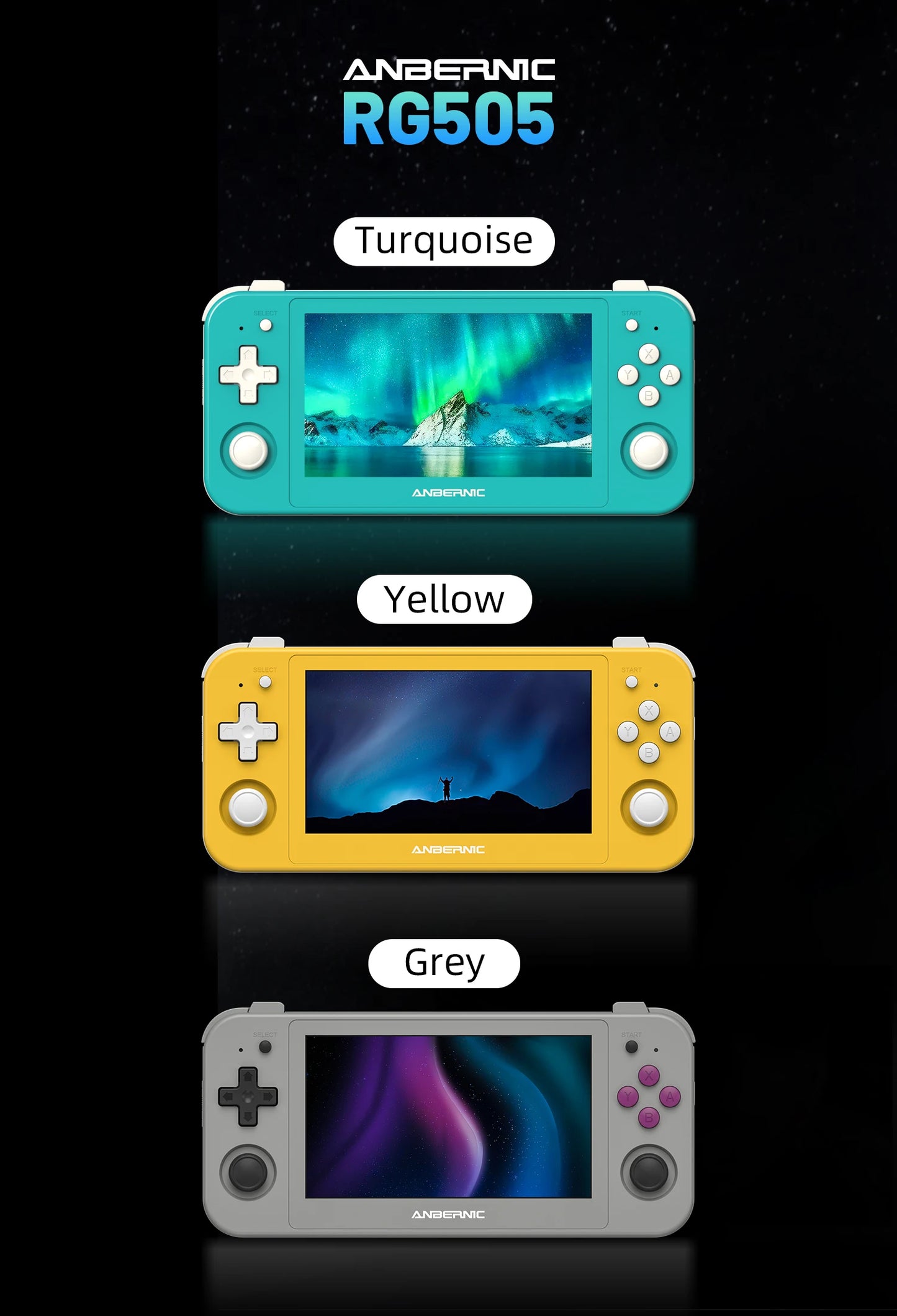 ANBERNIC RG505 Handheld Game Console Android 12 System Unisoc Tiger T618 4.95-INCH OLED With Hall Joyctick OTA Update Gift
