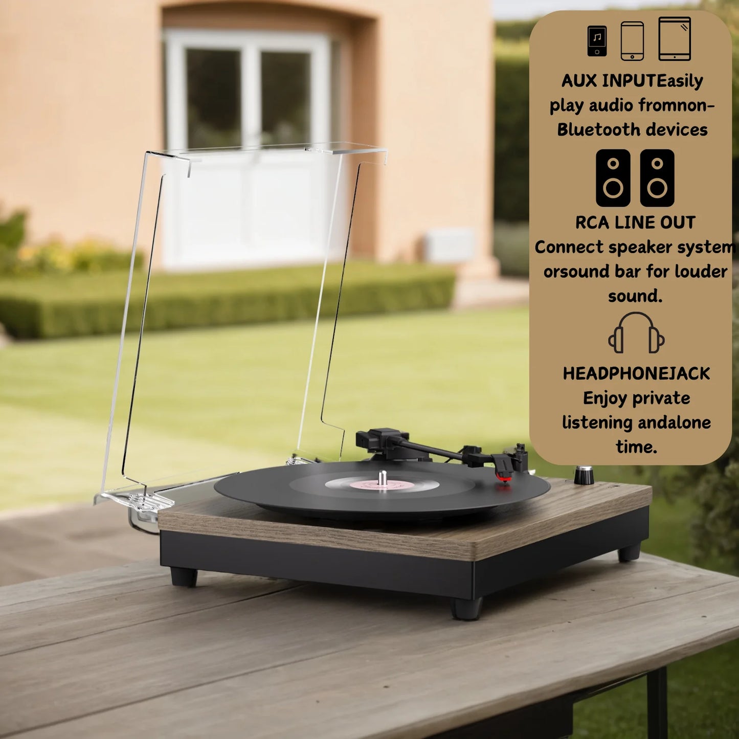 MAIO  Record Player Portable Suitcase Audio with Built-in Speakers, 3-Speed Vinyl Spinne