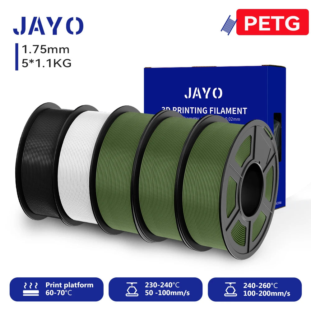 JAYO 3D PETG/PLA/PLA PLUS Printer Filament 1.75mm 5.5KG 100% No Bubble non-toxic 3D Printing Materials for 3D Printer&3D Pen