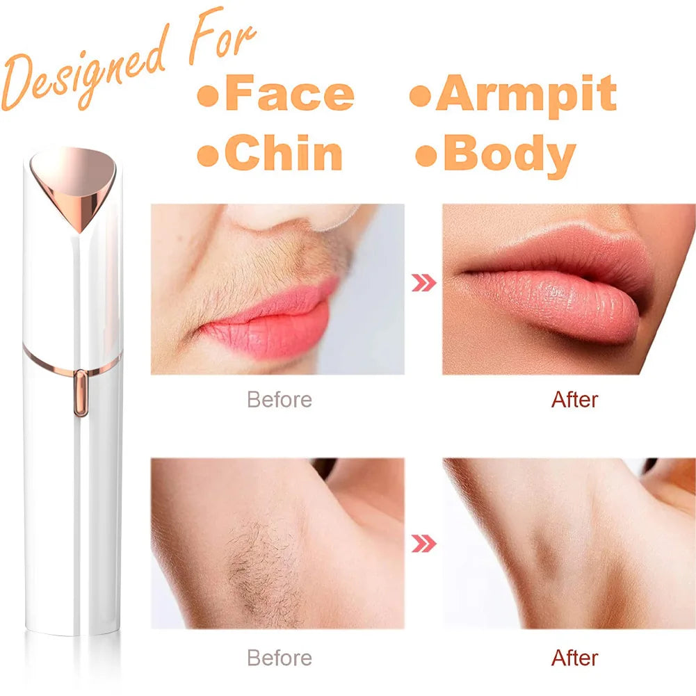 Face Shaver and Eyebrow Trimmer Rechargeable Lips Body Facial Hair Remover Women Electric Portable Waterproof 3D-Floating Blade