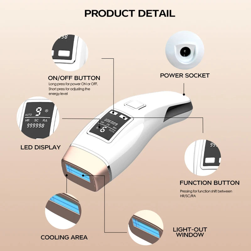 Vancostar 4in1 Laser Hair Removal IPL Epilator Cooling LCD Acne Treatment Rejuvenation Device for Home Bikini Trimmer Device