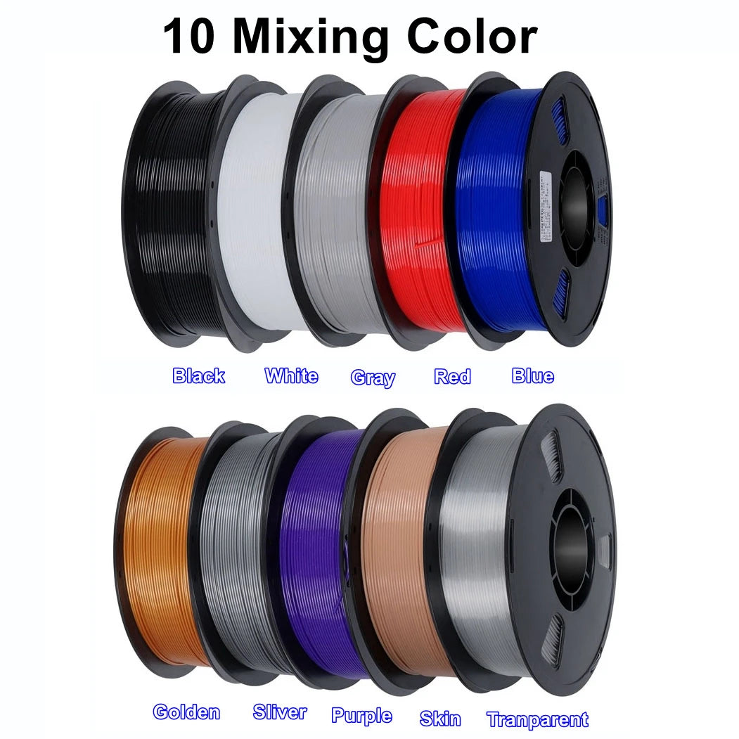 10kg PETG Filament Color Mixing 3D Printer Filament 10 5 Rolls 1KG 1.75mm Accuracy +/- 0.02mm Bundle 10kg 5kg PETG Plastic Spool