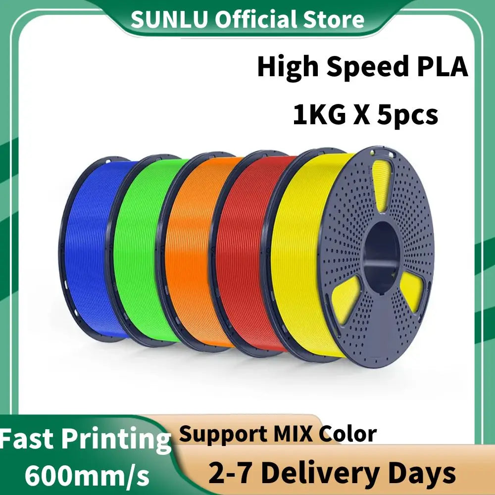 SUNLU High-speed PLA 3D Printer Filament 5KG 1KG A Roll 1.75MM Tolerances +/-0.02MM Filament Fast Shipping From EU / US
