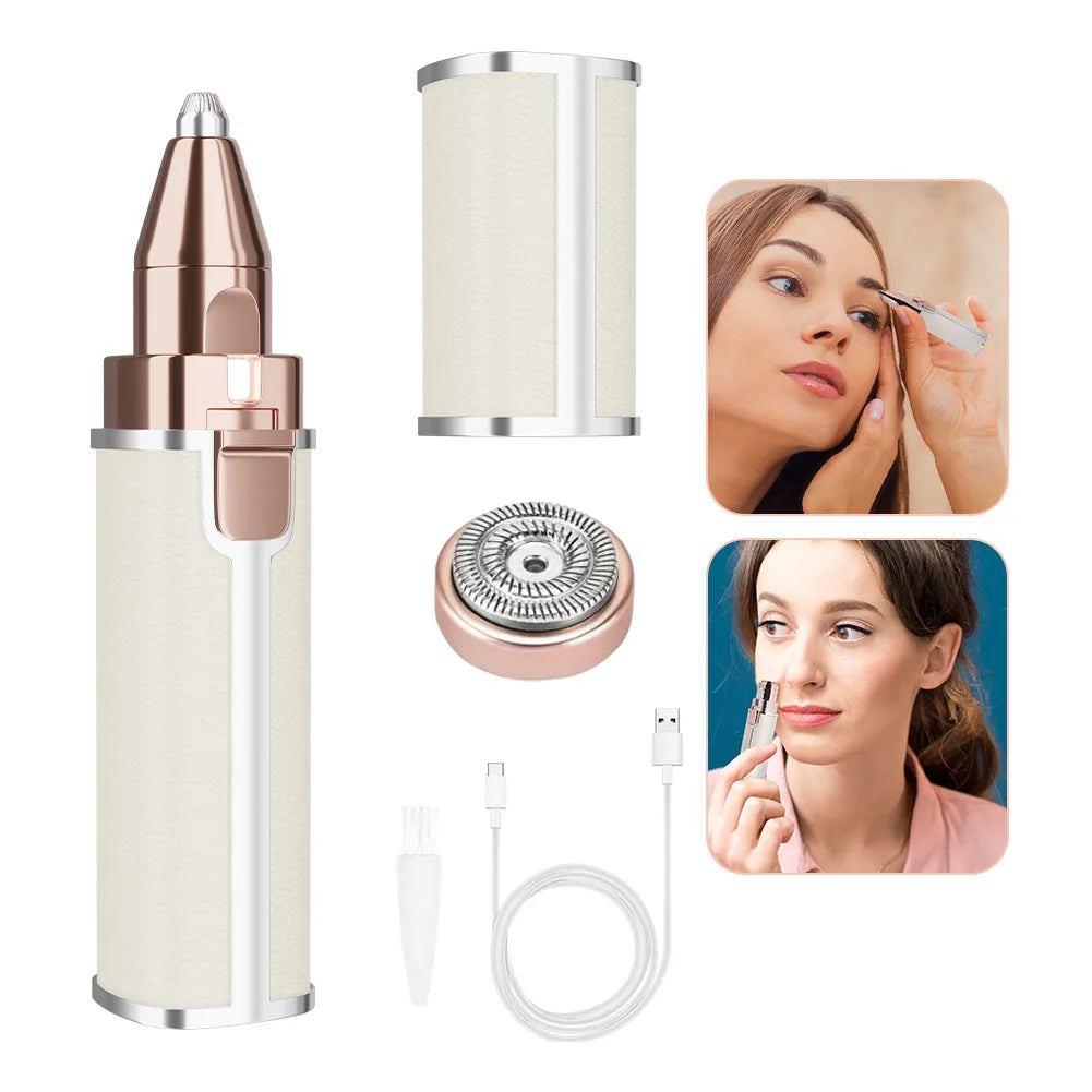 Face Shaver and Eyebrow Trimmer Rechargeable Lips Body Facial Hair Remover Women Electric Portable Waterproof 3D-Floating Blade