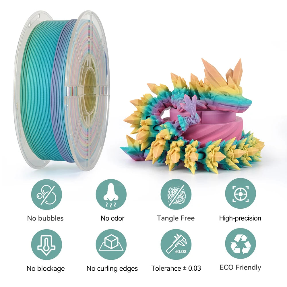 4KG/lot PLA Filament rainbow Pla silk or Matte rainbow color change 1.75mm 3D Printing Material for 3D Printers 3D Pens