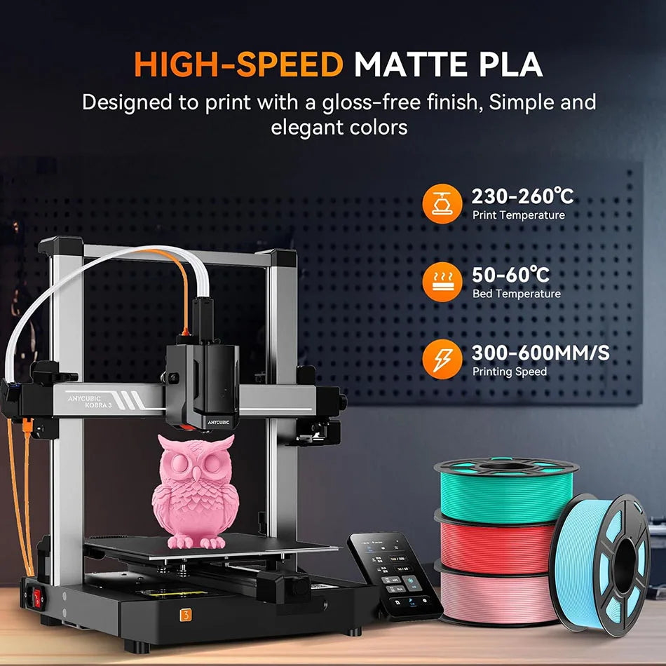 JAYO High Speed PLA matte 3D Filament 1.75mm PLA 3D Printer Filament 9Rolls/set Neatly Wound Matte Effect 3D Printing Materials
