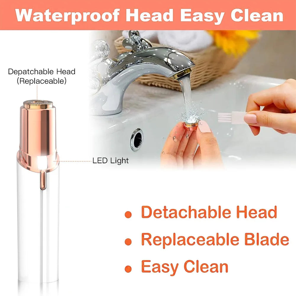 Face Shaver and Eyebrow Trimmer Rechargeable Lips Body Facial Hair Remover Women Electric Portable Waterproof 3D-Floating Blade