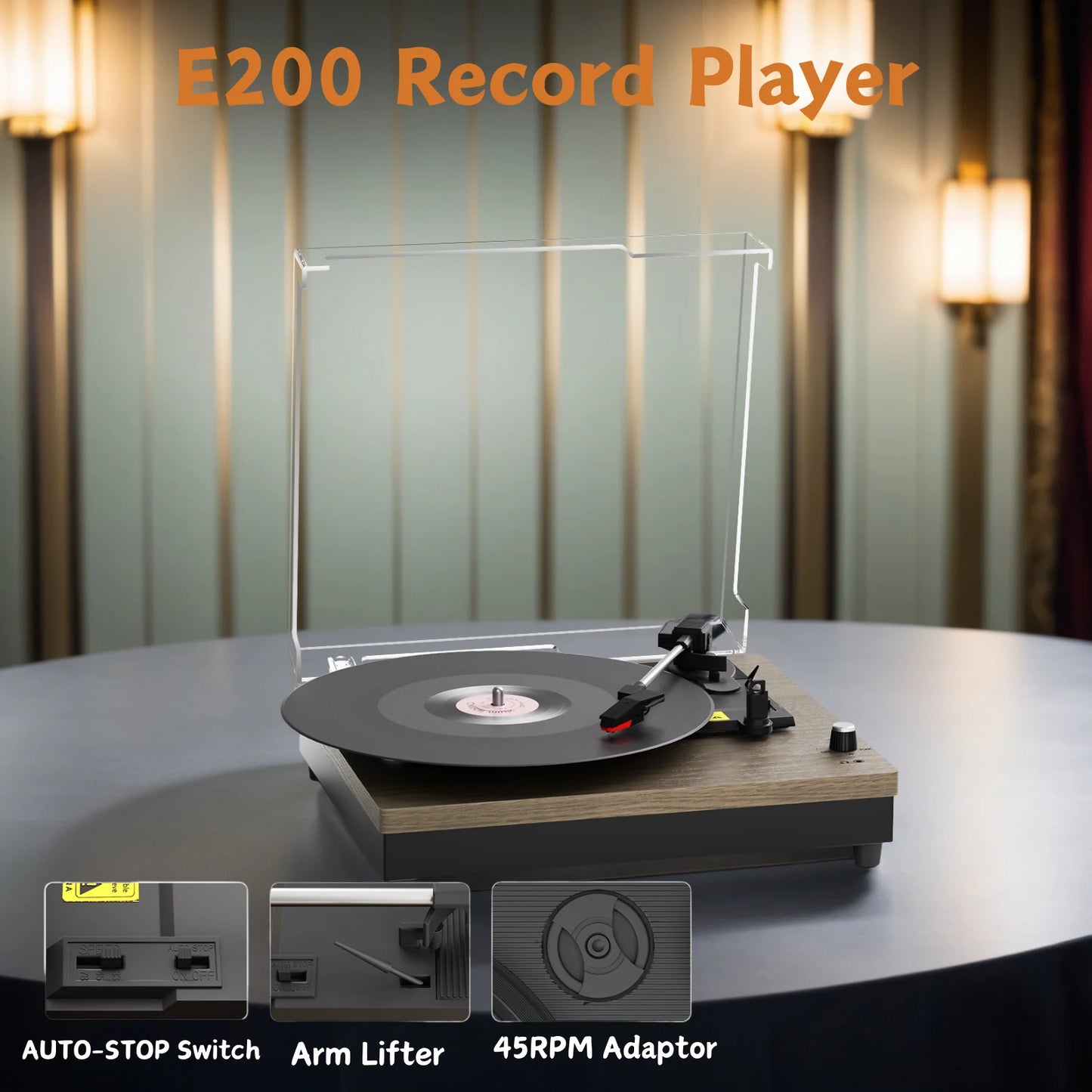 MAIO  Record Player Portable Suitcase Audio with Built-in Speakers, 3-Speed Vinyl Spinne