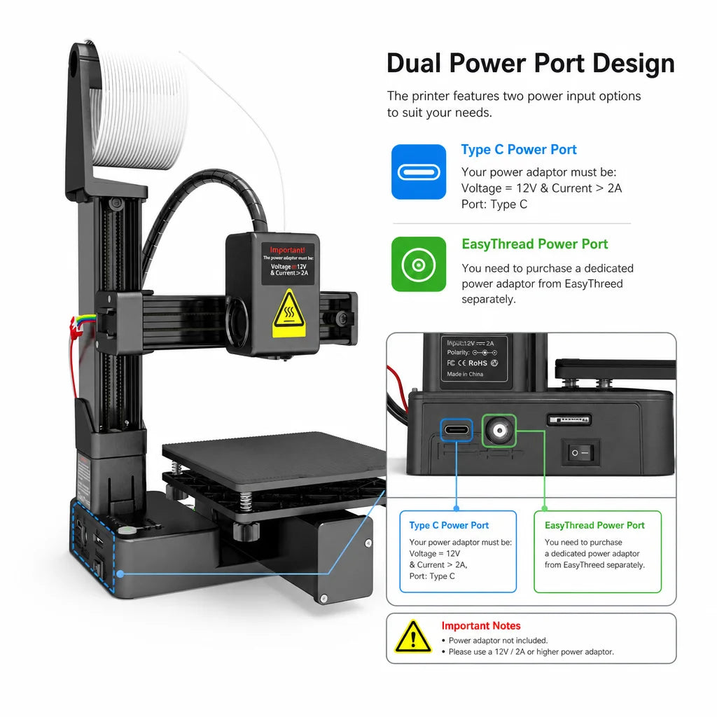 EasyThreed Entry Level Mini 3D Printer Portable Desktop 3D Printer with 100x100x100mm Build Plate Low Noise Fast Assembly for Kids Beginners Home Education DIY Printing Projects Student Use