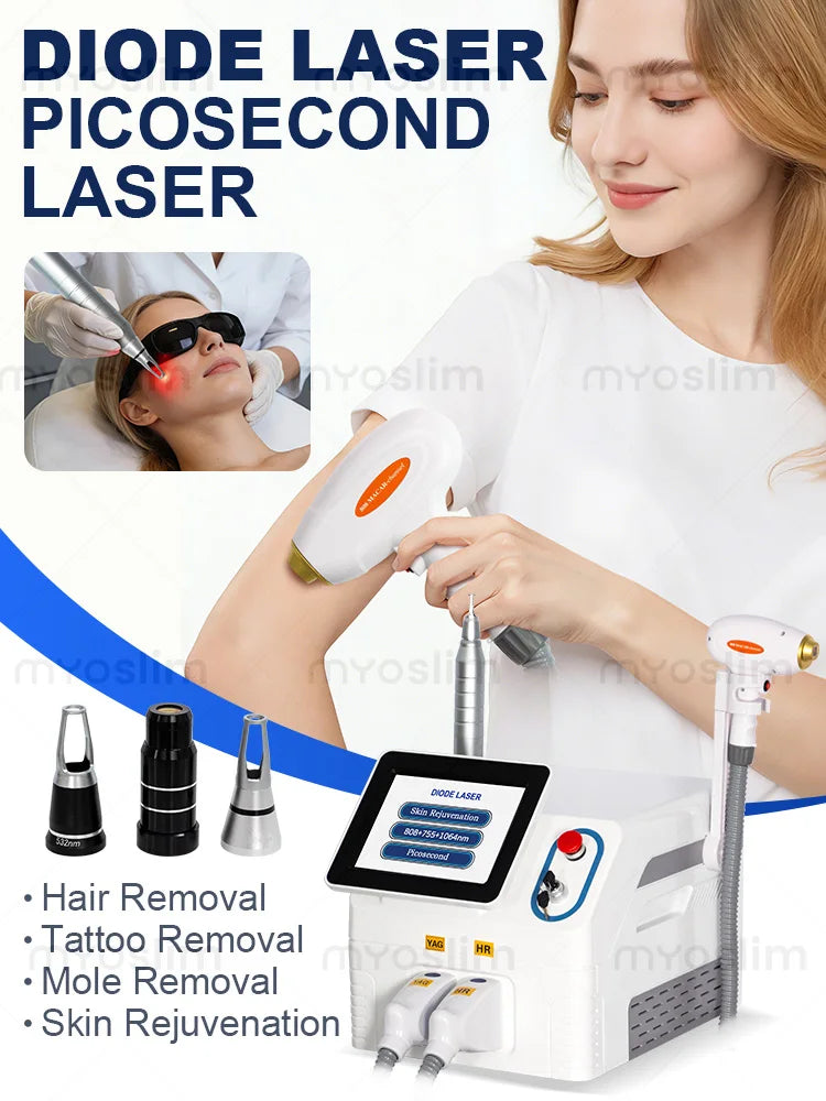 High Power 2 IN 1 Diode Laser PicoSecond Laser 808nm Hair Removal 532nm 1064nm Tattoo Removal Skin Rejuvenation Beauty Machine