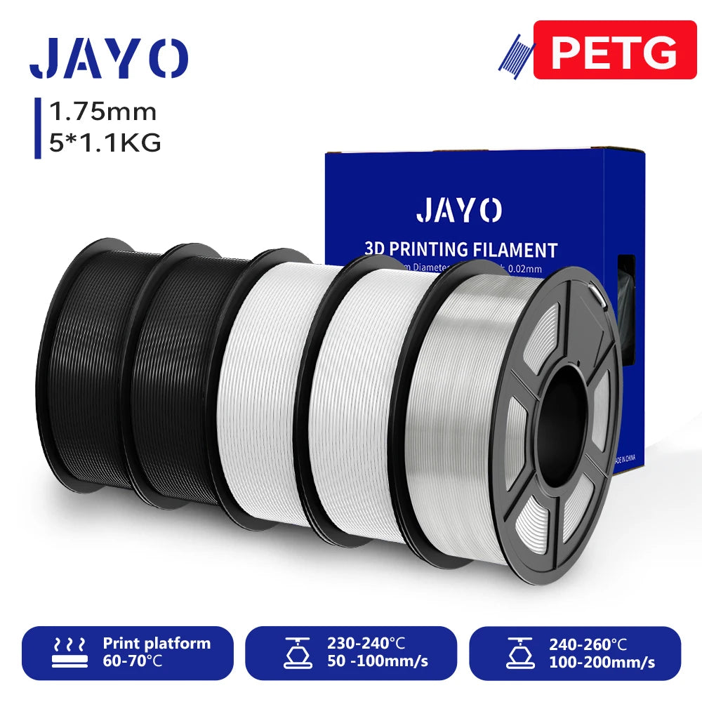 JAYO 3D PETG/PLA/PLA PLUS Printer Filament 1.75mm 5.5KG 100% No Bubble non-toxic 3D Printing Materials for 3D Printer&3D Pen