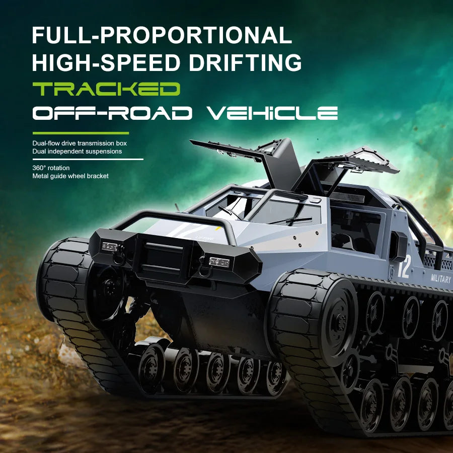 C8812/ C8812 MAX LED Light Full Scale Tracked Tank Simulation Model Toy RC Car Drift Remote Control Off-Road Vehicle for Kids