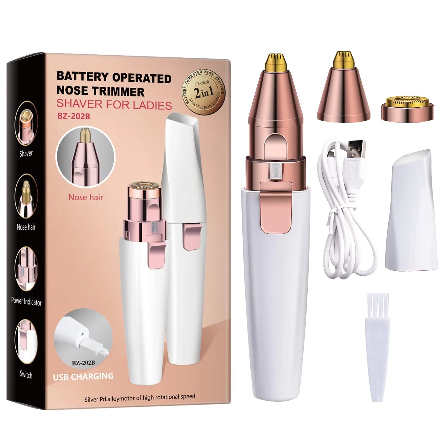 Face Shaver and Eyebrow Trimmer Rechargeable Lips Body Facial Hair Remover Women Electric Portable Waterproof 3D-Floating Blade