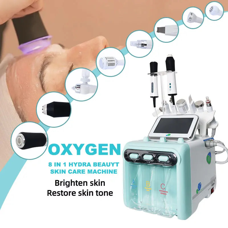 New Design 8 in 1  hydro Facial Machine for Wrinkle Remover  Bubble Facial Machine CO2 Oxygen beautiful equipment