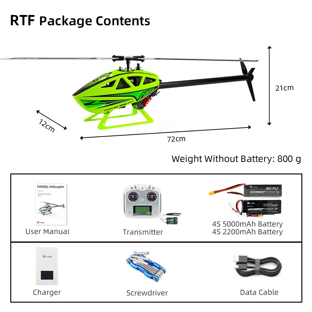 FLY WING FW450 V3 RC Helicopters ACE Flight Control LED light 6CH 3D Auto Acrobatics GPS Altitude Hold FLYWING FW450L helicopter