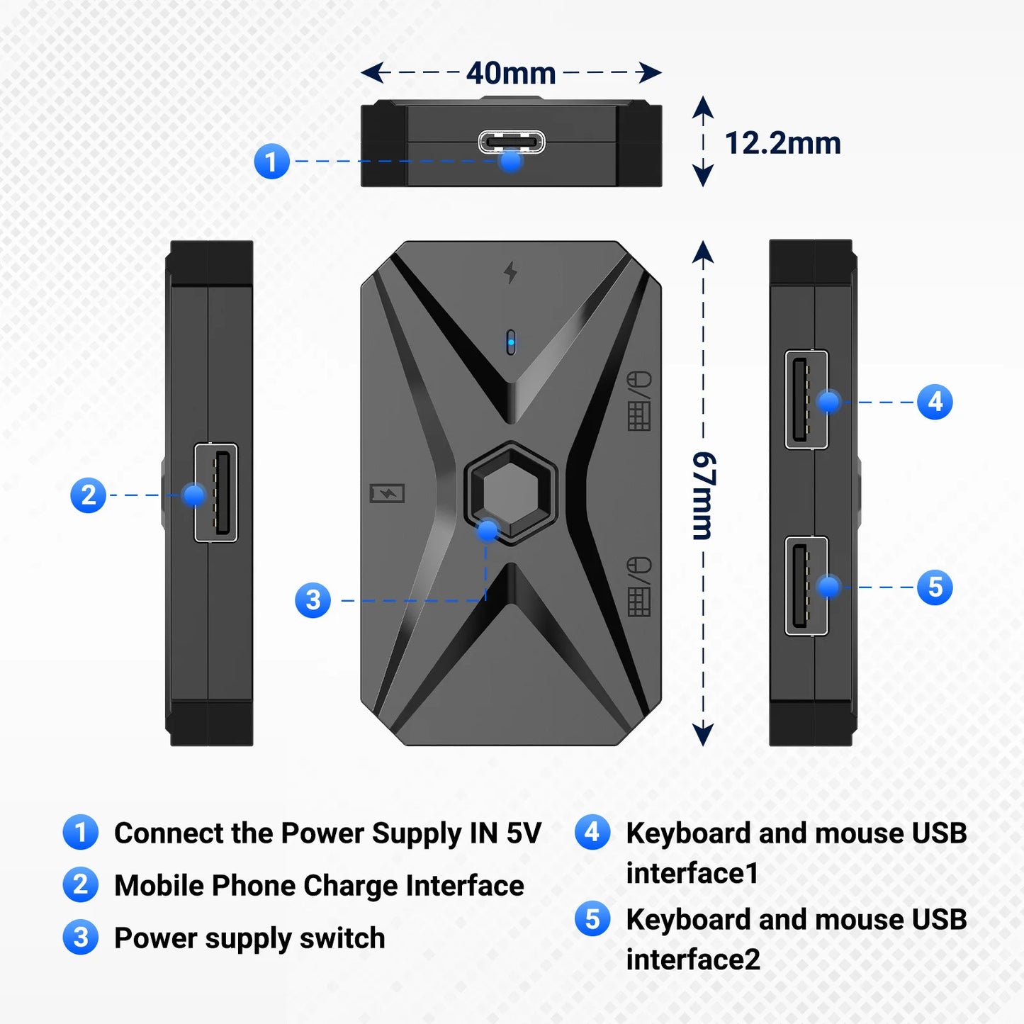 Mobile Games Converter Kit Mobilador Kit Gaming Keyboard Mouse M1 Pro+ 5 In 1 Combo Bluetooth Connection Controller PUBG CF FF