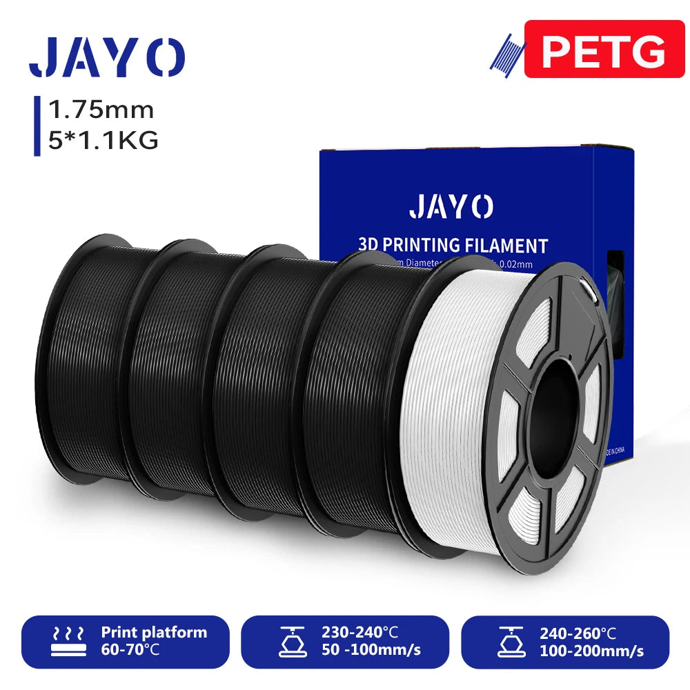 JAYO 3D PETG/PLA/PLA PLUS Printer Filament 1.75mm 5.5KG 100% No Bubble non-toxic 3D Printing Materials for 3D Printer&3D Pen