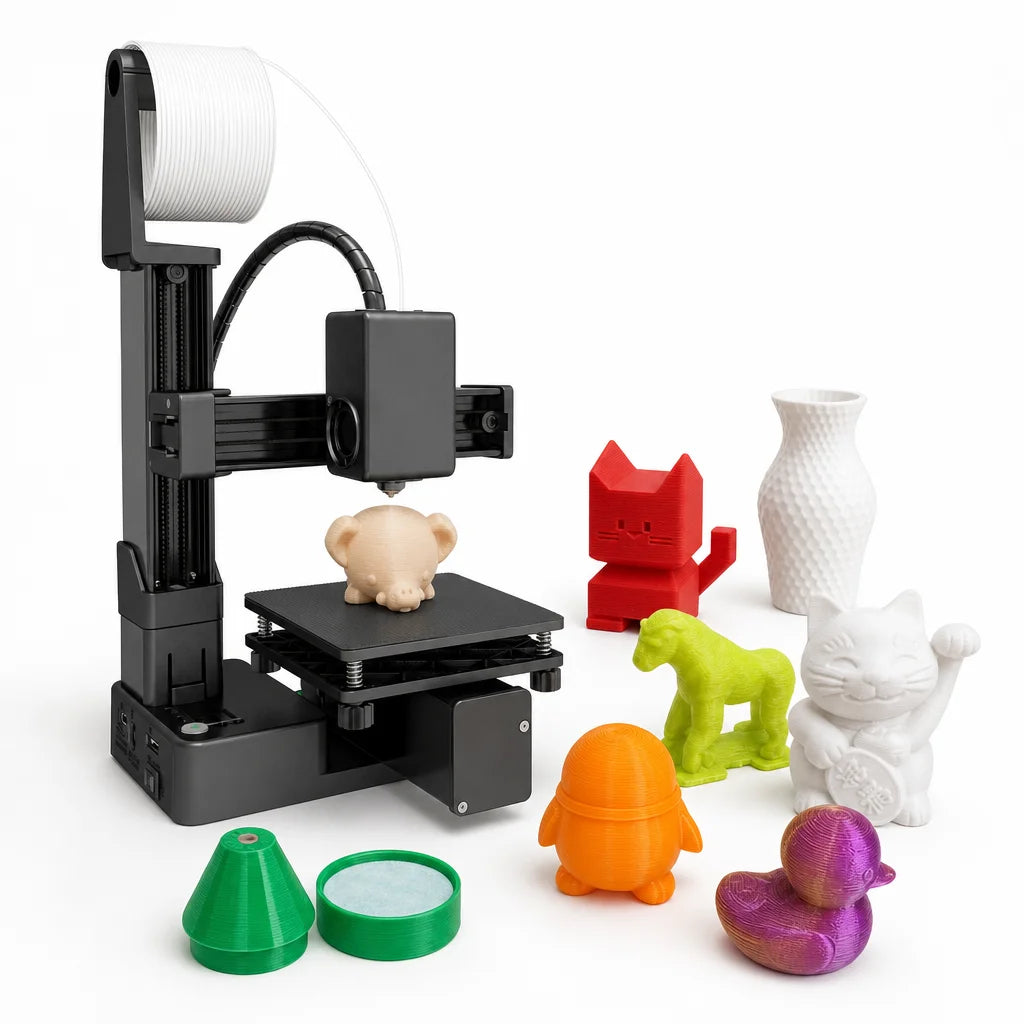 EasyThreed Entry Level Mini 3D Printer Portable Desktop 3D Printer with 100x100x100mm Build Plate Low Noise Fast Assembly for Kids Beginners Home Education DIY Printing Projects Student Use