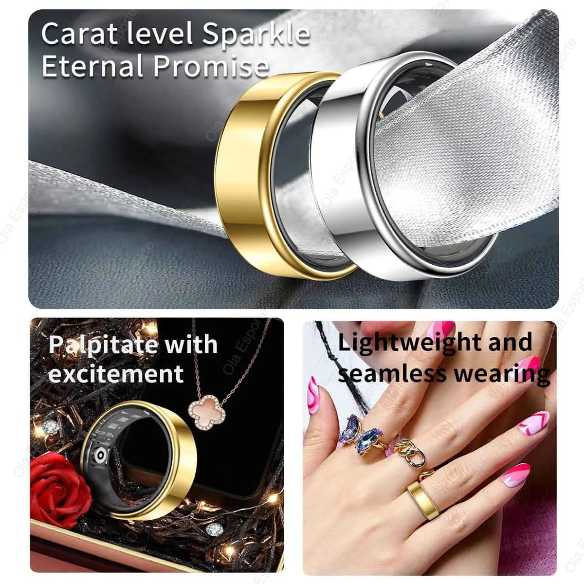 2025 New Smart Ring Men Women, Heart Rate and Blood Oxygen Monitor Smartring IP68 & 5ATM Waterproof, Multi-sport Mode Rings Man