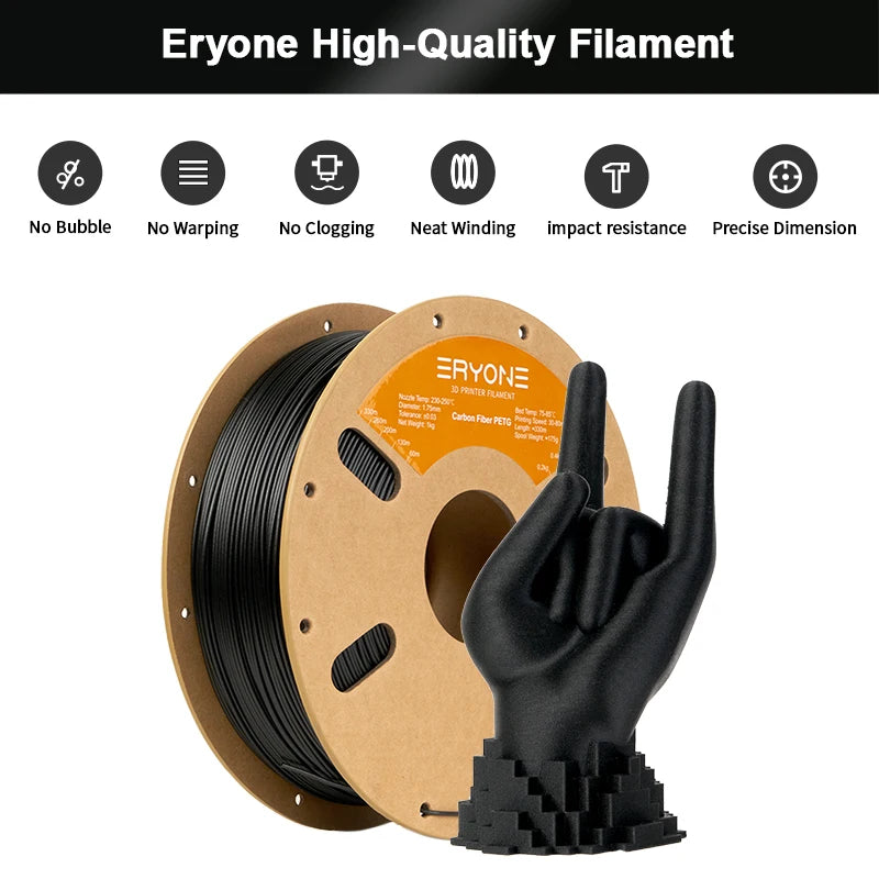 ERYONE PETG Carbon Fiber Premium Filament 3D Print 1/3/5/10KG Big Sale,Multicolor Available,petg carbon fiber filament,1KG/Spool