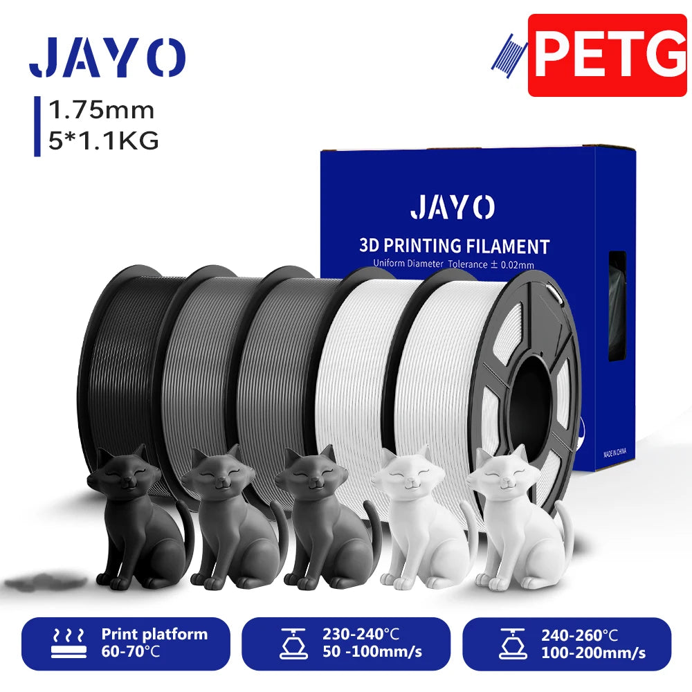 JAYO 3D PETG/PLA/PLA PLUS Printer Filament 1.75mm 5.5KG 100% No Bubble non-toxic 3D Printing Materials for 3D Printer&3D Pen
