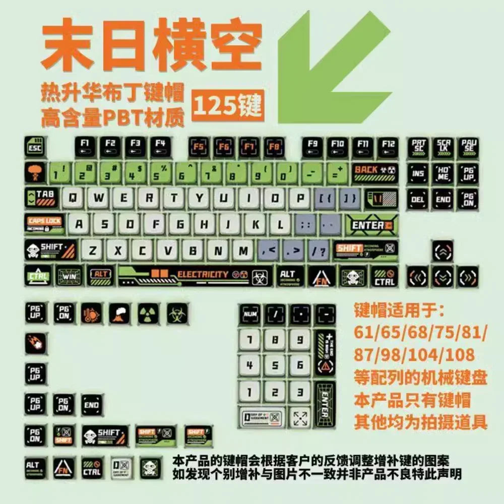 Doomsday Crossing Personalized Keycaps 125 Keys PBT+PC SAX Quad Translucent Pudding Keycaps for MX Switch Mechanical Keyboards