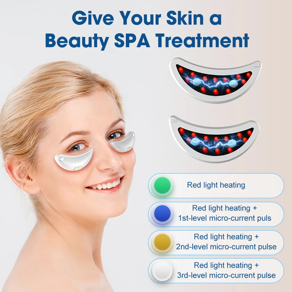 Red Light Microcurrent Eye Massager LED Under Eye Patches Eye Care Device Eye Rejuvenation Pads for Puffy Eyes and Dark Circles