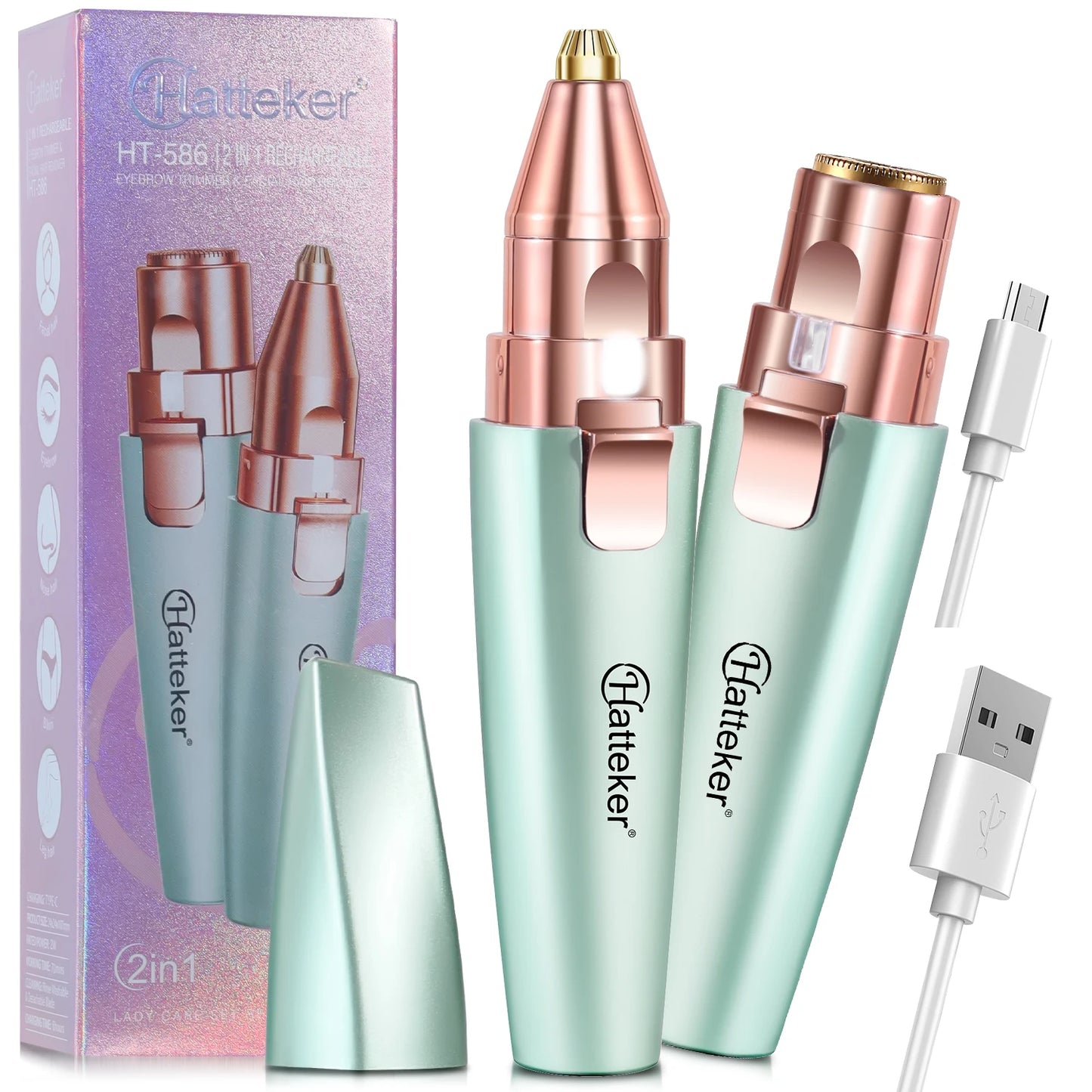 Face Shaver and Eyebrow Trimmer Rechargeable Lips Body Facial Hair Remover Women Electric Portable Waterproof 3D-Floating Blade