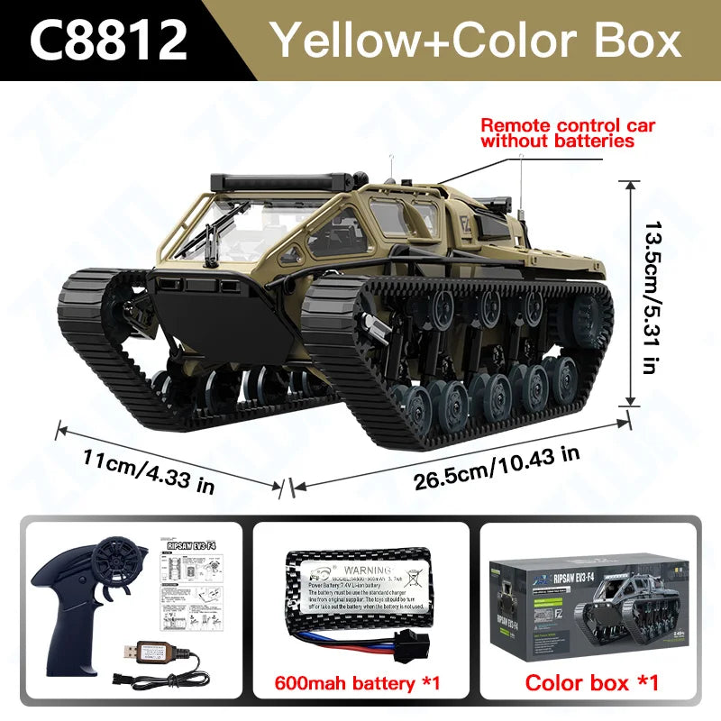 C8812/ C8812 MAX LED Light Full Scale Tracked Tank Simulation Model Toy RC Car Drift Remote Control Off-Road Vehicle for Kids