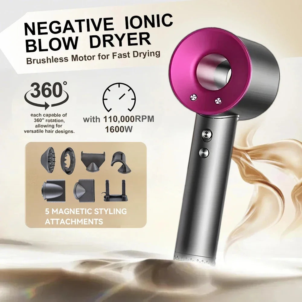 Negative ion hair dryer with high speed and no blades High power silent and quick drying Portable, suitable for home annd travel
