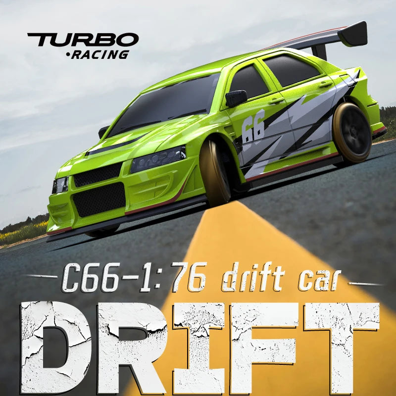 Turbo Racing 1:76 C66 Drift RC Car With Gyro Radio Full Proportional Remote Control Toys RTR Desktop Toys For Kids and Adults