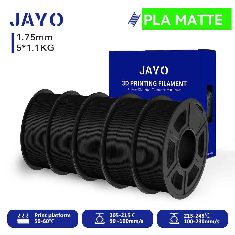 JAYO 5/10 Rolls 3D PETG/PLA/PLA+/PLA Matte Printer  Filament 1.75mm No Bubble 3D Printing Materials for 3D Printer&3D Pen