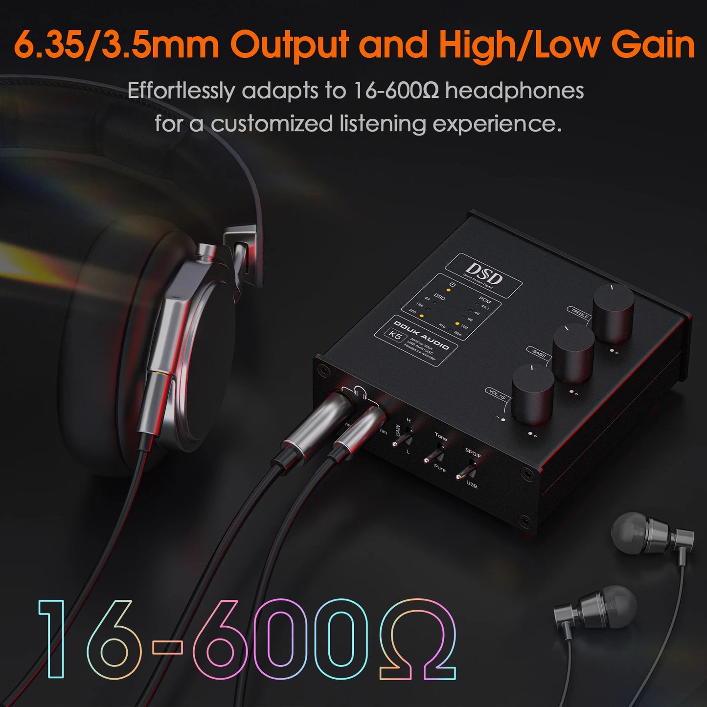 Nobsound K5 Mini ESS9038Q2M USB DAC Optical D/A Audio Converter Headphone Amplifier DSD256