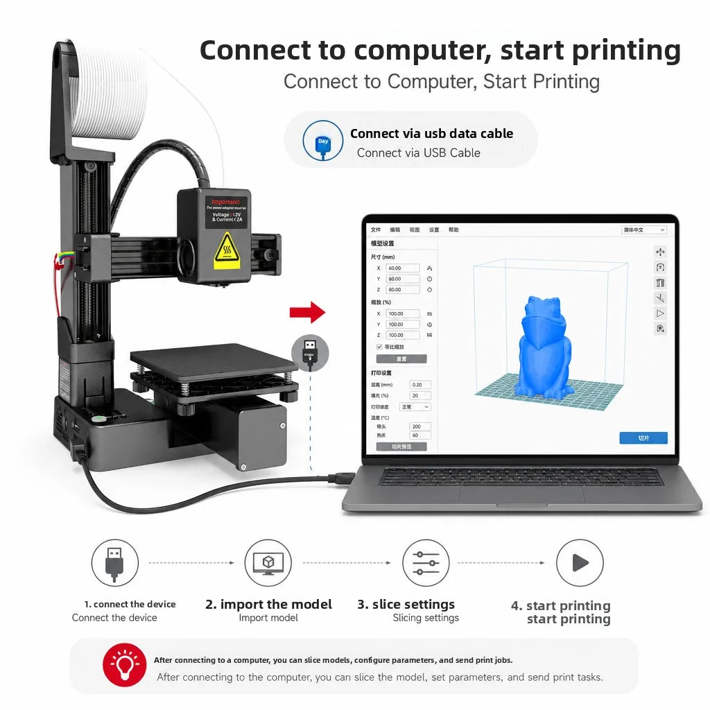 EasyThreed Entry Level Mini 3D Printer Portable Desktop 3D Printer with 100x100x100mm Build Plate Low Noise Fast Assembly for Kids Beginners Home Education DIY Printing Projects Student Use