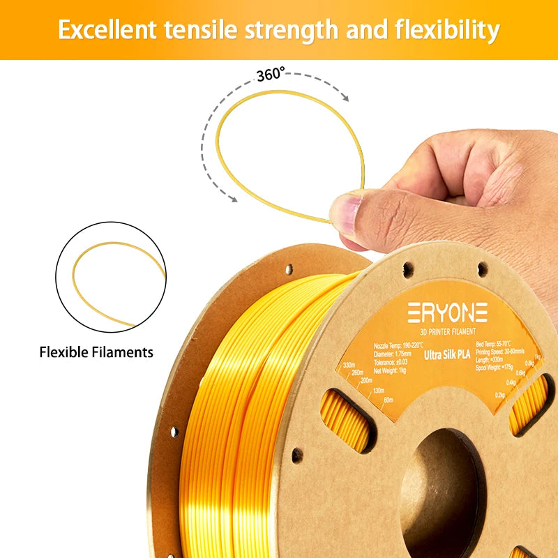 ERYONE 1/5/10KG Ultra Silk PLA Premium Filament 1.75mm 3D Print,Multicolor Available,silk pla filament ,1KG/Spool