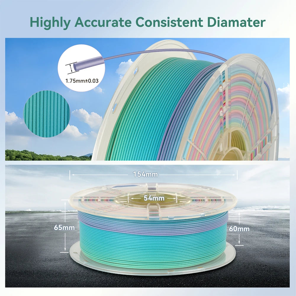 4KG/lot PLA Filament rainbow Pla silk or Matte rainbow color change 1.75mm 3D Printing Material for 3D Printers 3D Pens