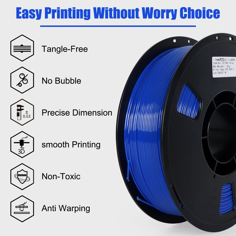 10kg PETG Filament Color Mixing 3D Printer Filament 10 5 Rolls 1KG 1.75mm Accuracy +/- 0.02mm Bundle 10kg 5kg PETG Plastic Spool