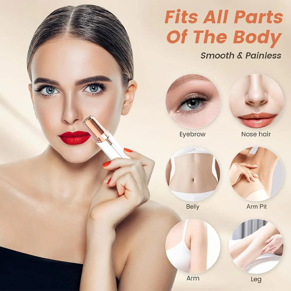 Face Shaver and Eyebrow Trimmer Rechargeable Lips Body Facial Hair Remover Women Electric Portable Waterproof 3D-Floating Blade
