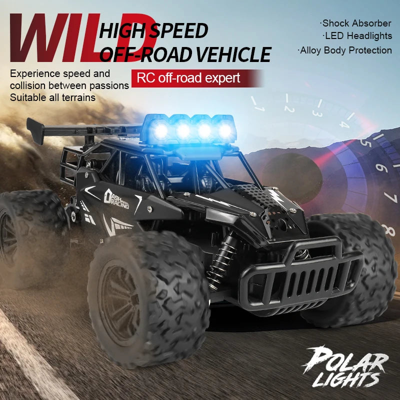 Remote Control Car RC Drift Racing 1:16 Vehicle Off Road Alloy 2.4G Radio High-Speed Trucks With LED Light Climbing Gift Kid Toy