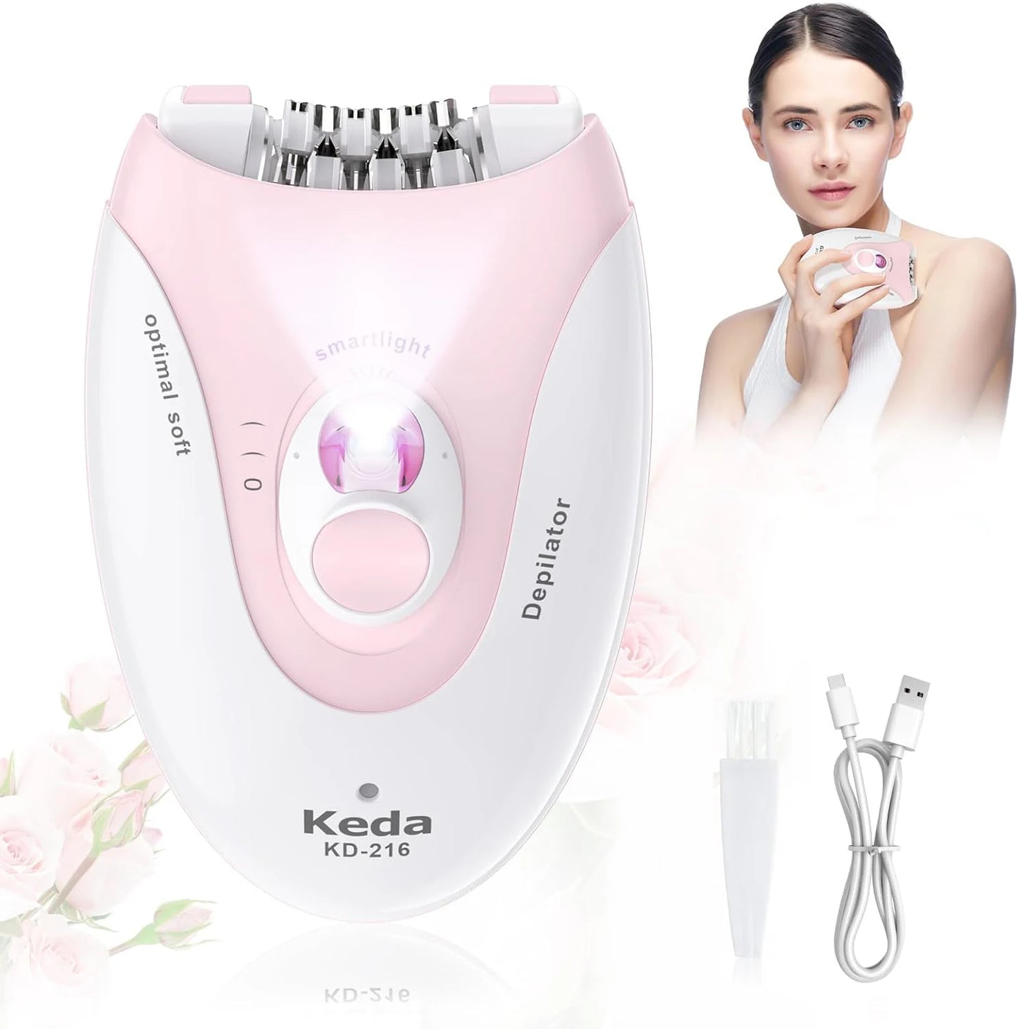 Face Shaver and Eyebrow Trimmer Rechargeable Lips Body Facial Hair Remover Women Electric Portable Waterproof 3D-Floating Blade