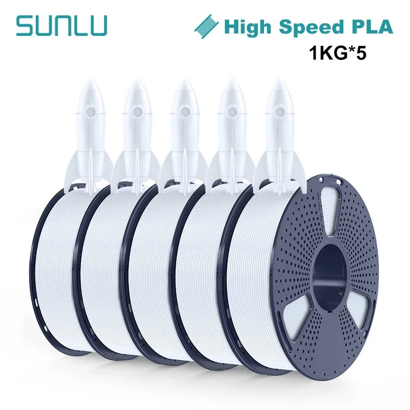 SUNLU High-speed PLA 3D Printer Filament 5KG 1KG A Roll 1.75MM Tolerances +/-0.02MM Filament Fast Shipping From EU / US