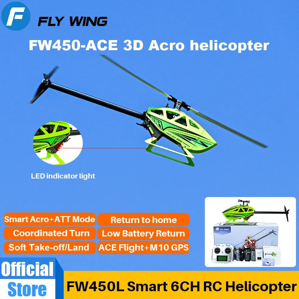 FLY WING FW450 V3 RC Helicopters ACE Flight Control LED light 6CH 3D Auto Acrobatics GPS Altitude Hold FLYWING FW450L helicopter
