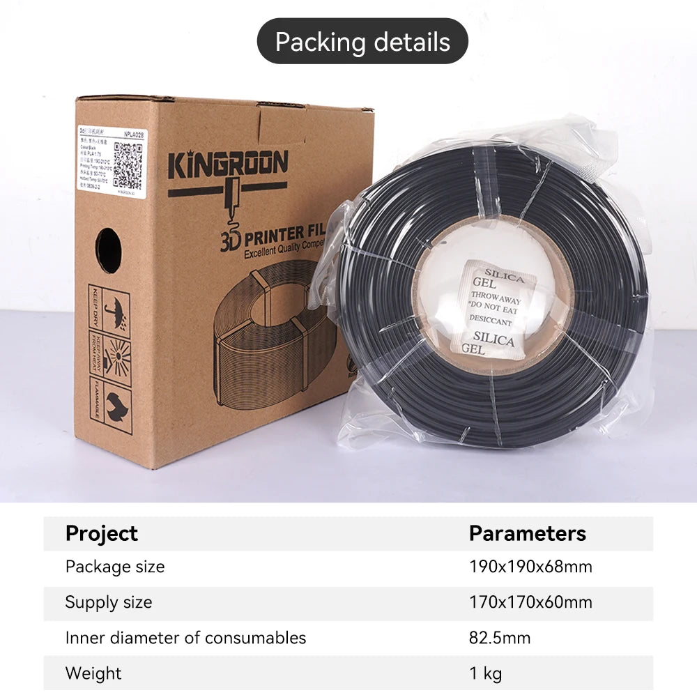 KINGROON No-Spool PLA Filament 1.75mm 10KG (22LBS) , 3D Printer Material PLA Refill For Bambu or DIY Reusable Spools, 10 Rolls
